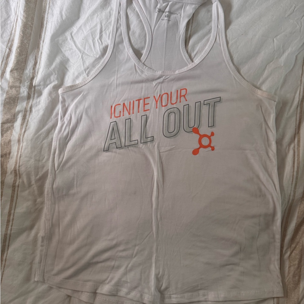 White “Ignite Your All Out” OrangeTheory Tank Top